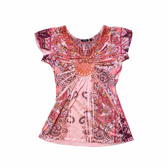 Apt. 9 Pink and Orange Paisley Blouse - Picture 2 of 2